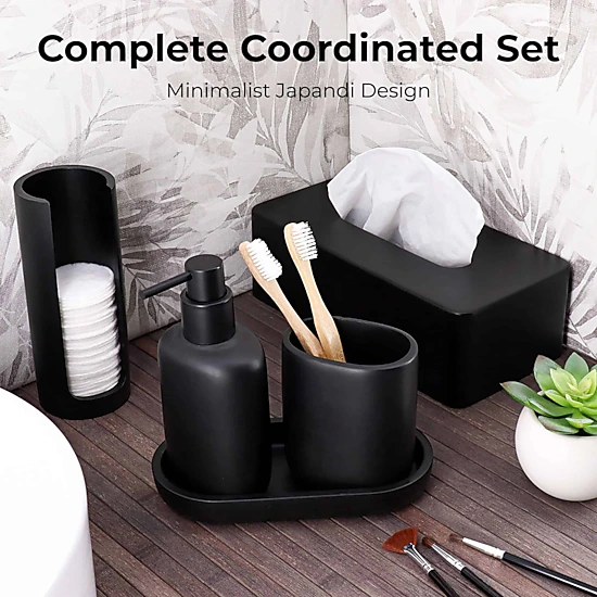 Evideco Oval Matte Polyresin Toilet Brush Set, 2-Piece