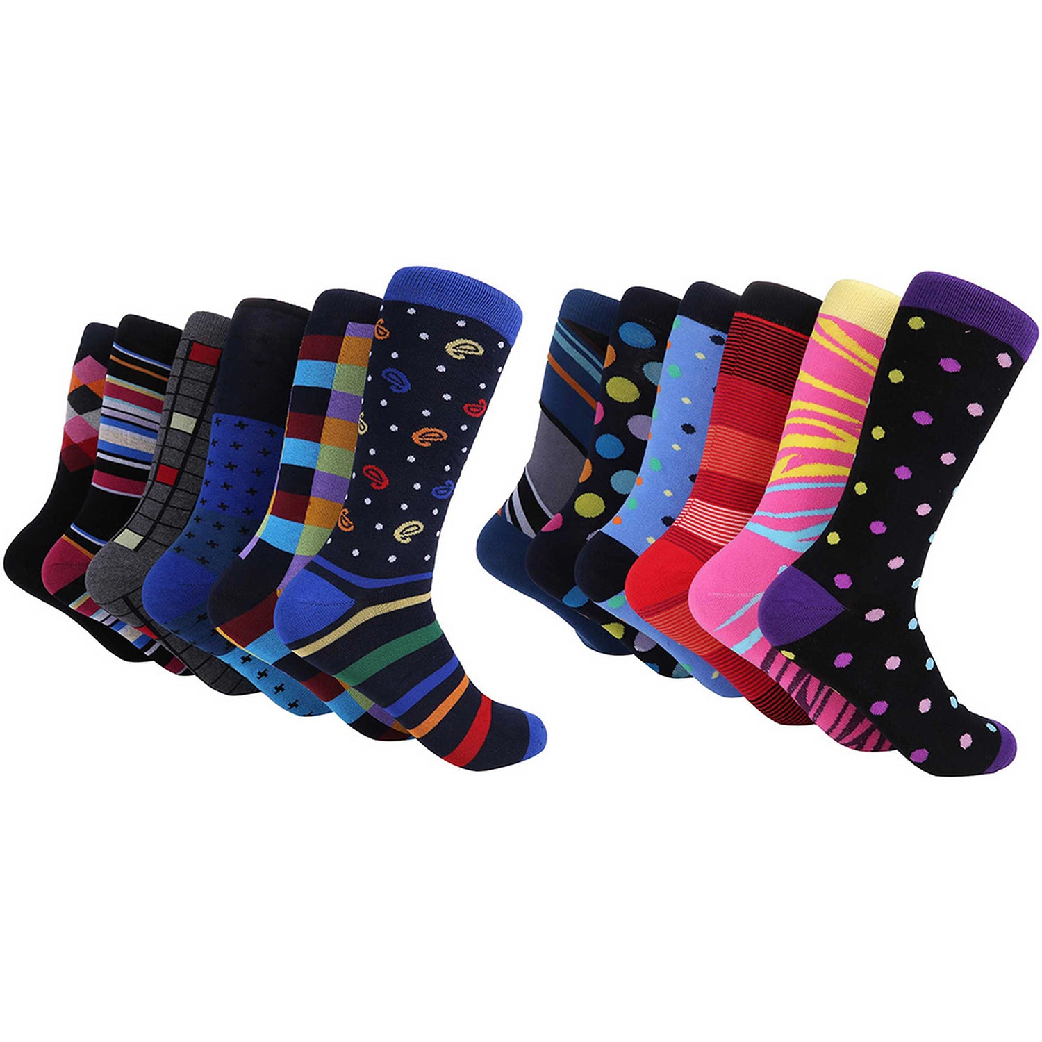 Mio Marino Men's Fashion Patterned Dress Socks 12-Pack Gift Set