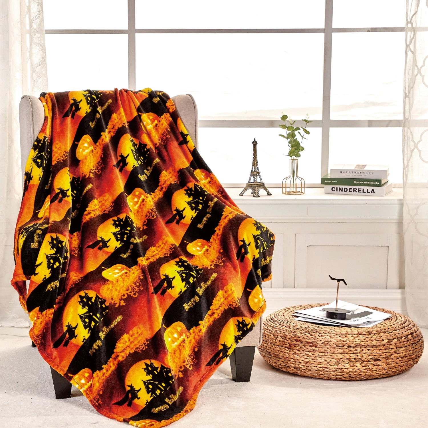 Plazatex MicroPlush Halloween Printed Holiday Throw Blanket - 50x60", Multi