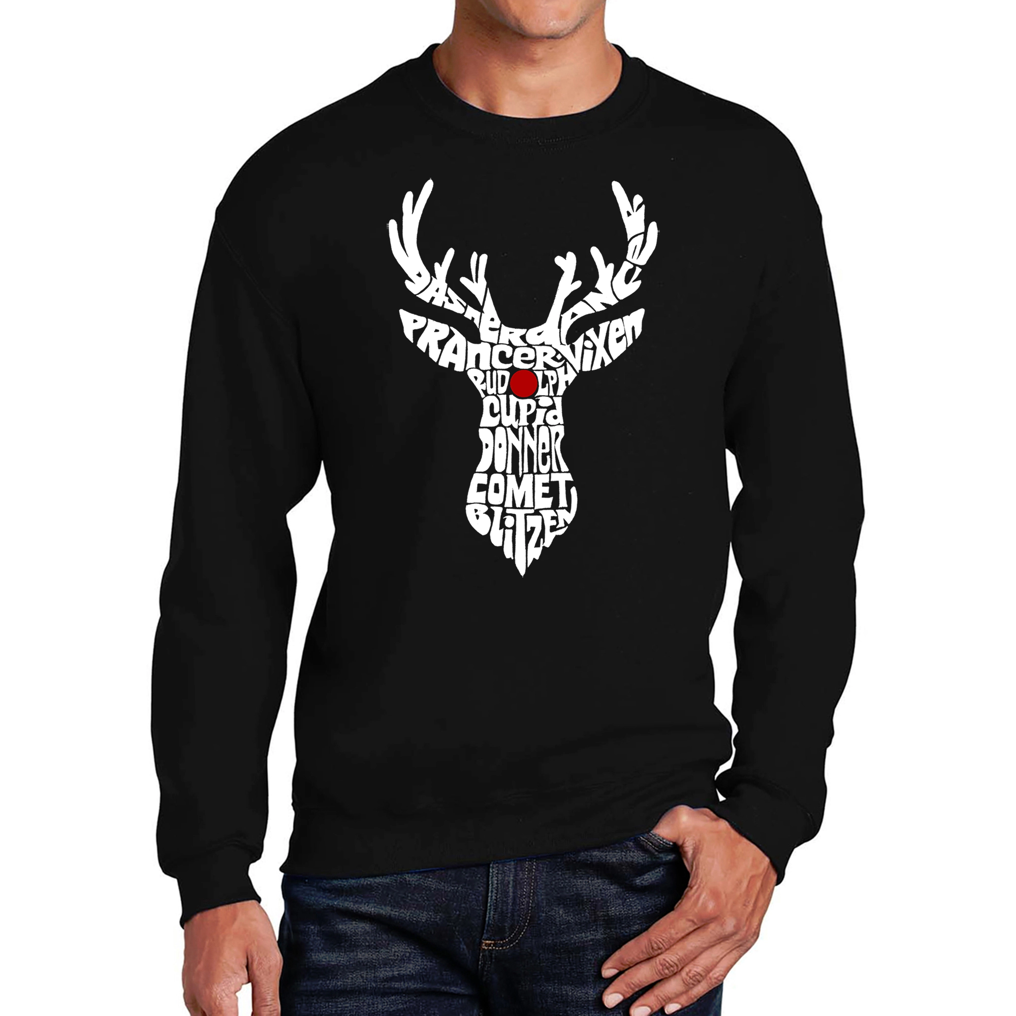LA Pop Art Men's Word Crew Sweatshirt - Santa's Reindeer