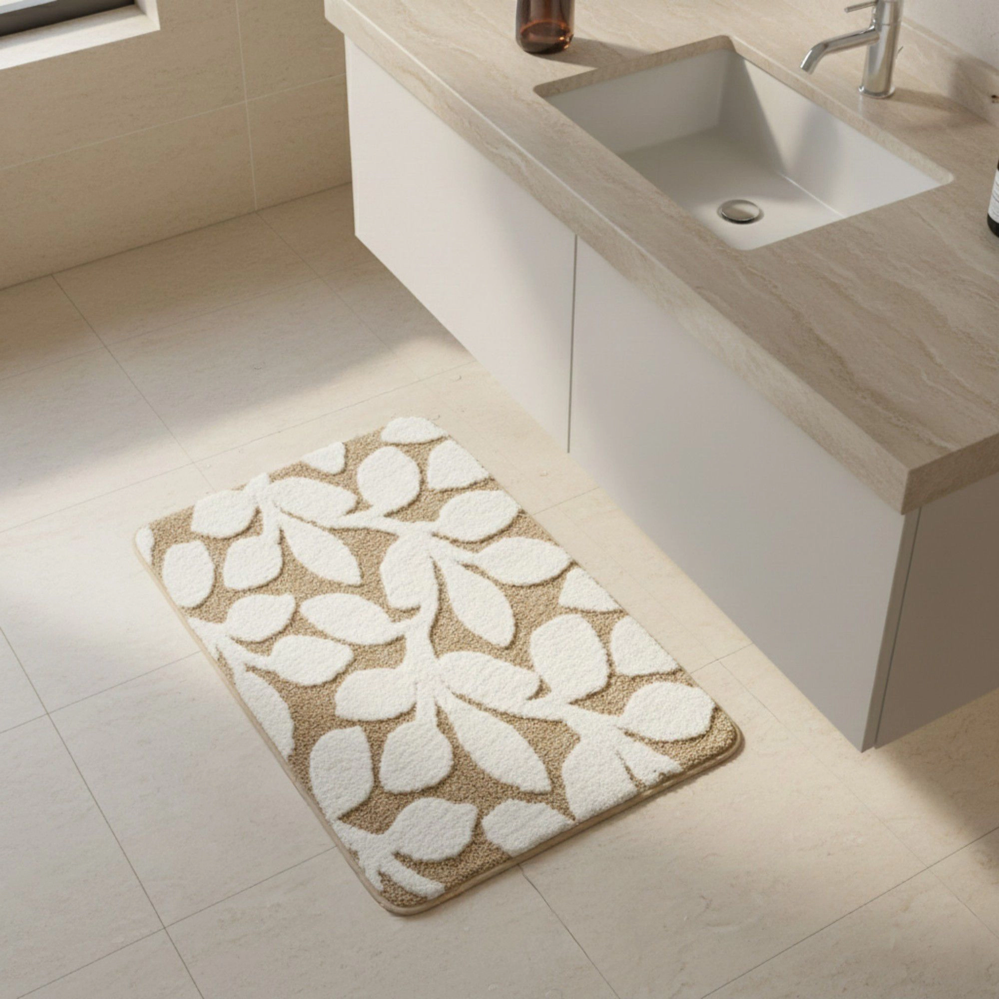 Alilang Unisex Floral Pattern Bath Mat Soft Textured Bathroom Rug