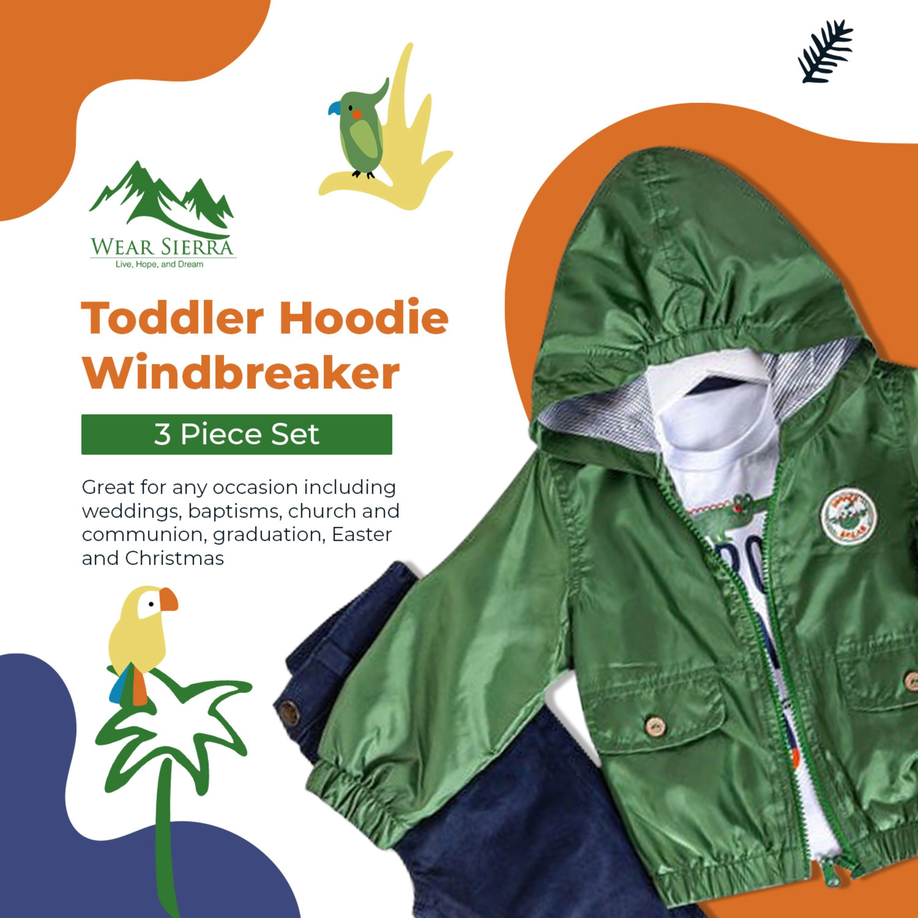 Wear Sierra Boys Infant Toddler Hooded Windbreaker 3‑Piece Set