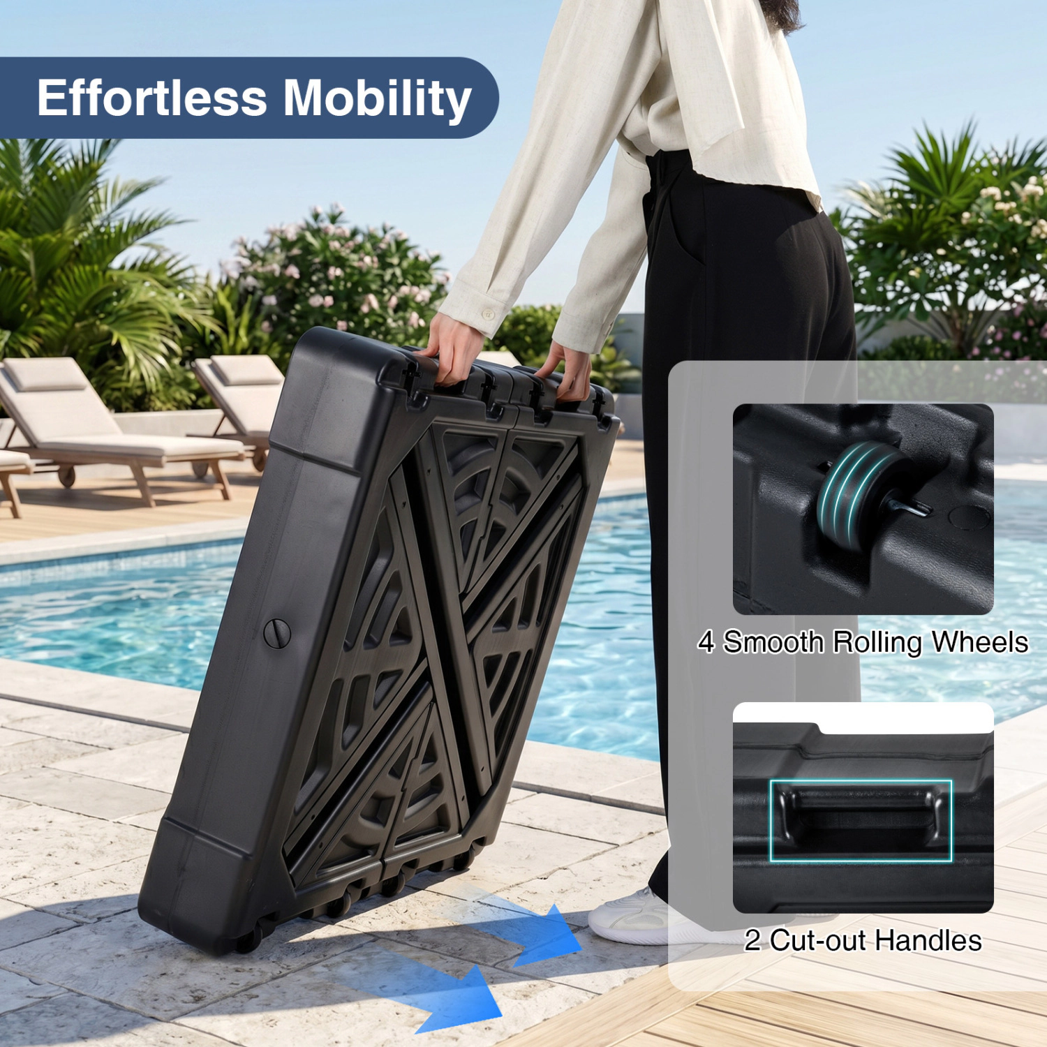 Slickblue Outdoor Umbrella Base with Wheels Fillable Water Sand 220–348 lbs Support Cantilever Stand