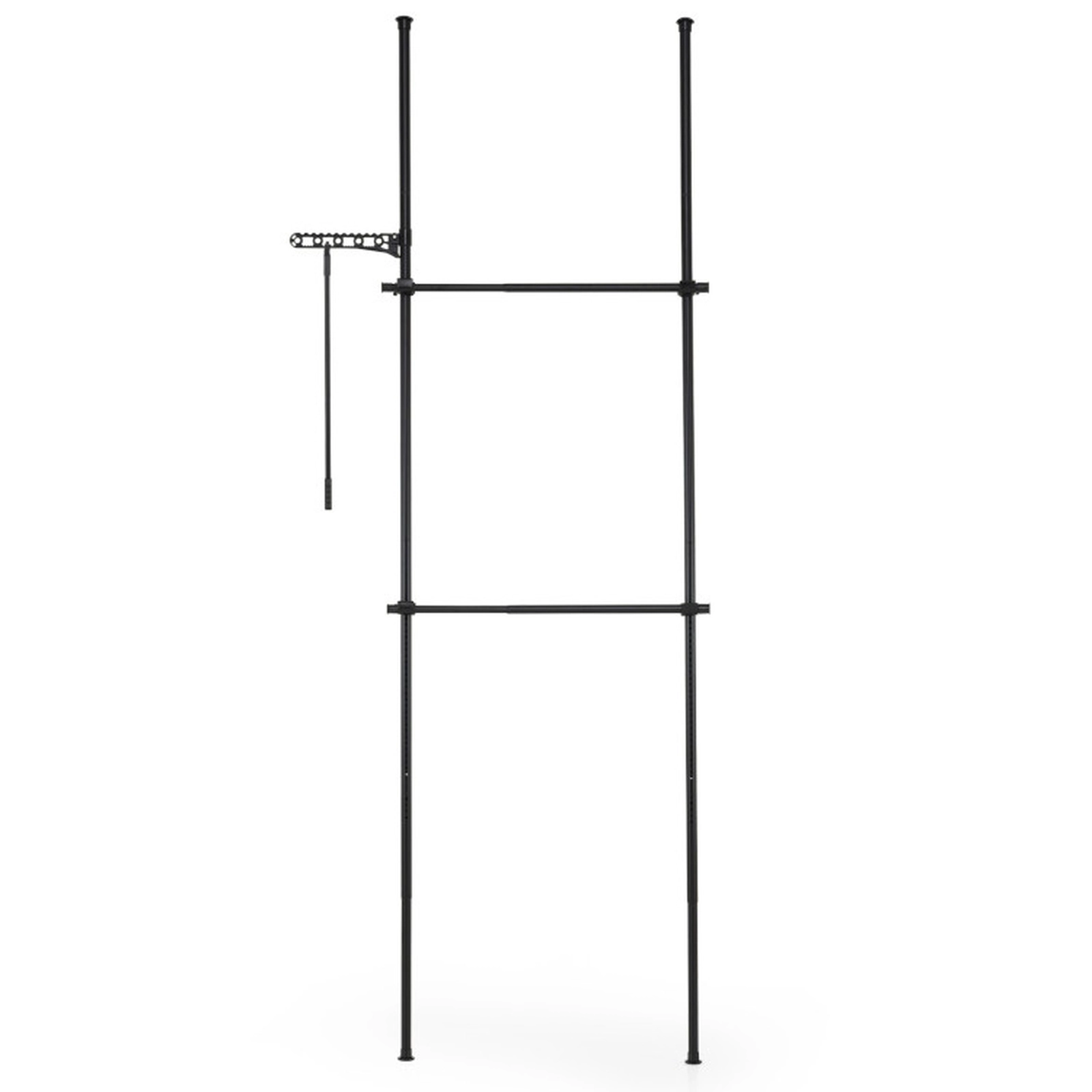 SUGIFT Adjustable Floor to Ceiling Clothes Rack Black with 2 Hanging Rods