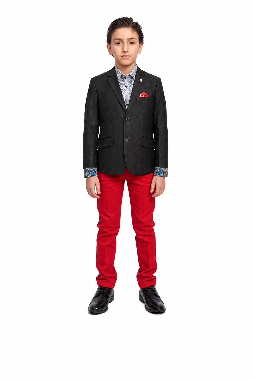 Elie Balleh Boys Slim Fit Windowpane Jacket