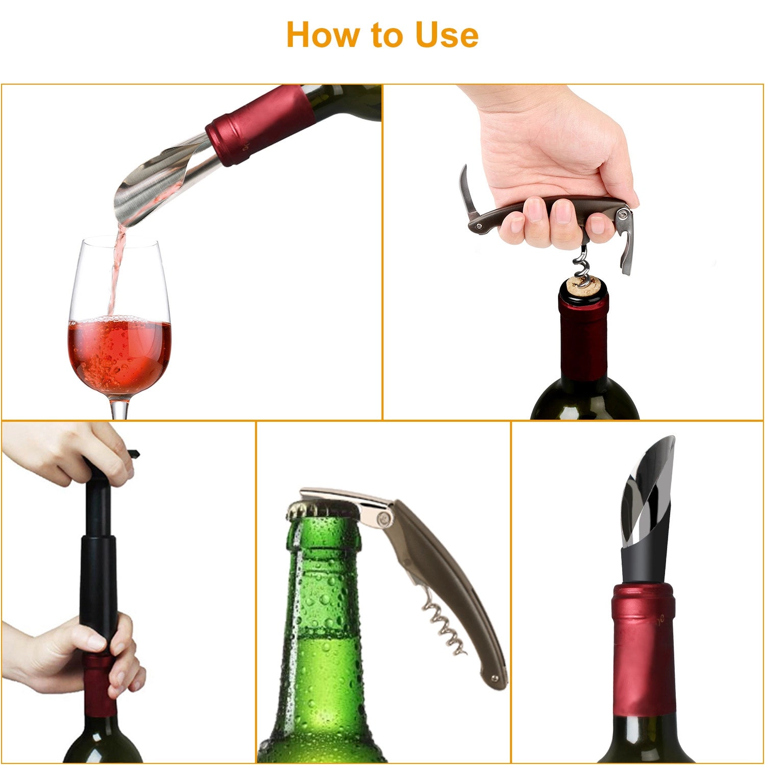 GBruno 5-Piece Wine Bottle Opener Set