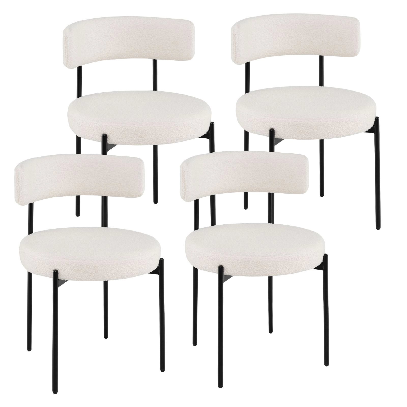 SlickBlue Round Seat Dining Chairs Set of 4 with Curved Backrest