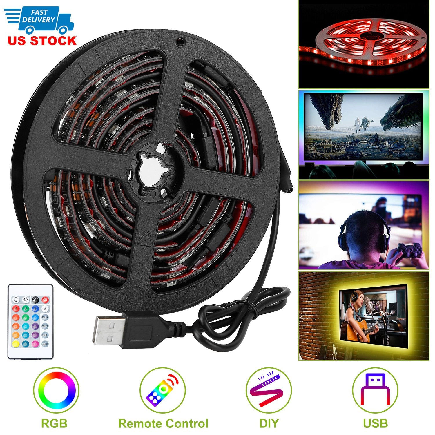 GBruno Waterproof RGB TV LED Backlight Strip Kit