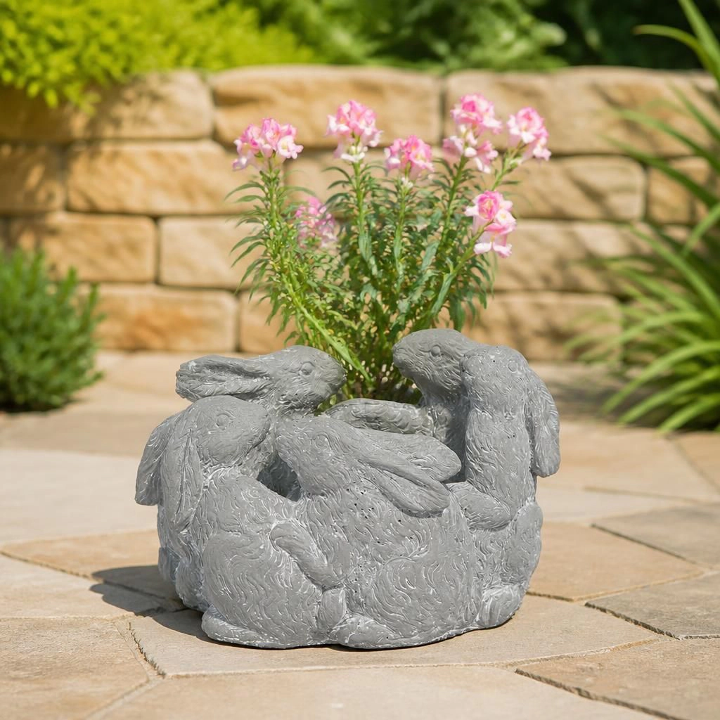 WOW PIONEER Compact Solid Cement Planter Pot for Balcony Window Sill Patio Indoor Outdoor