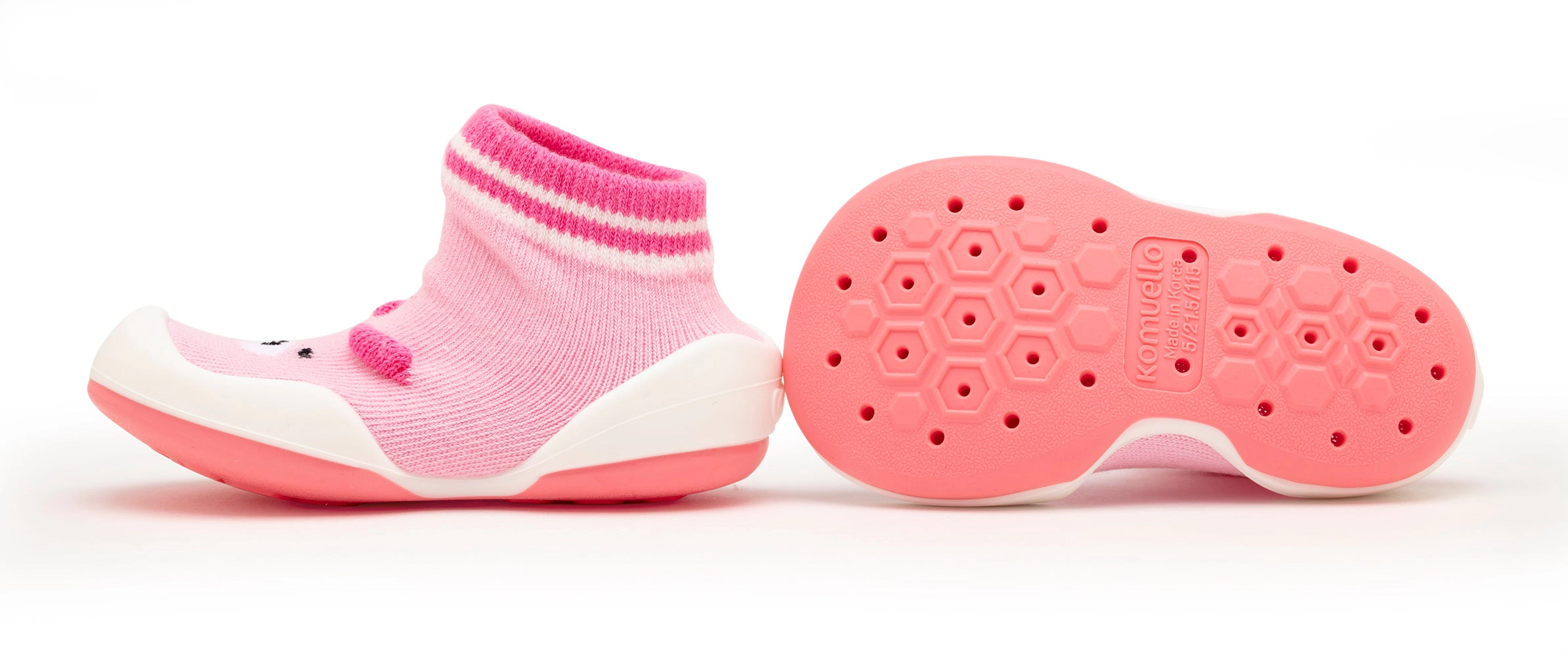 Komuello Baby Girl First Walk Sock Shoes Piglet Pink