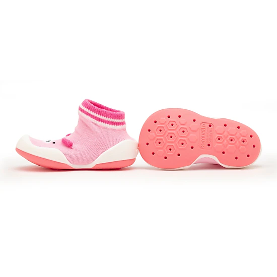 Komuello Baby Girl First Walk Sock Shoes Piglet Pink
