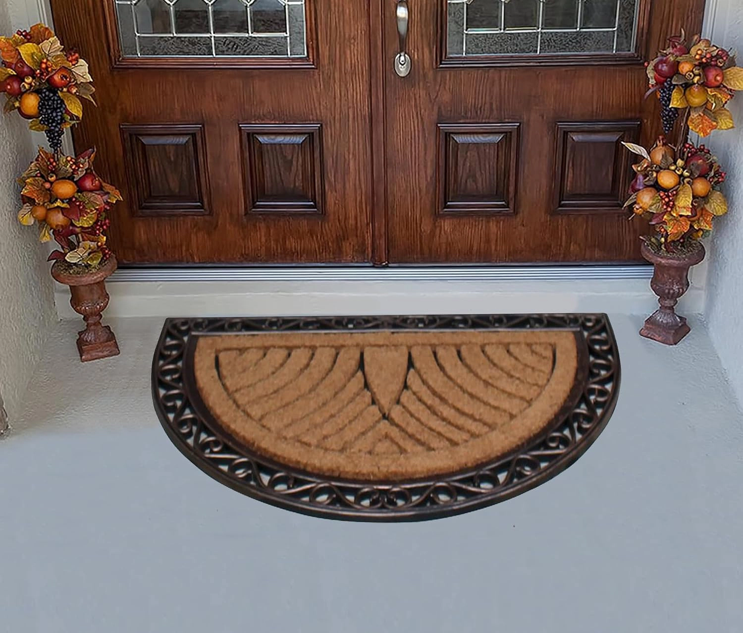 A1HC Coir and Rubber Door Mat 30x48 Inches Anti-Shed Fade-Resistant Heavy Duty Half Round Bronze