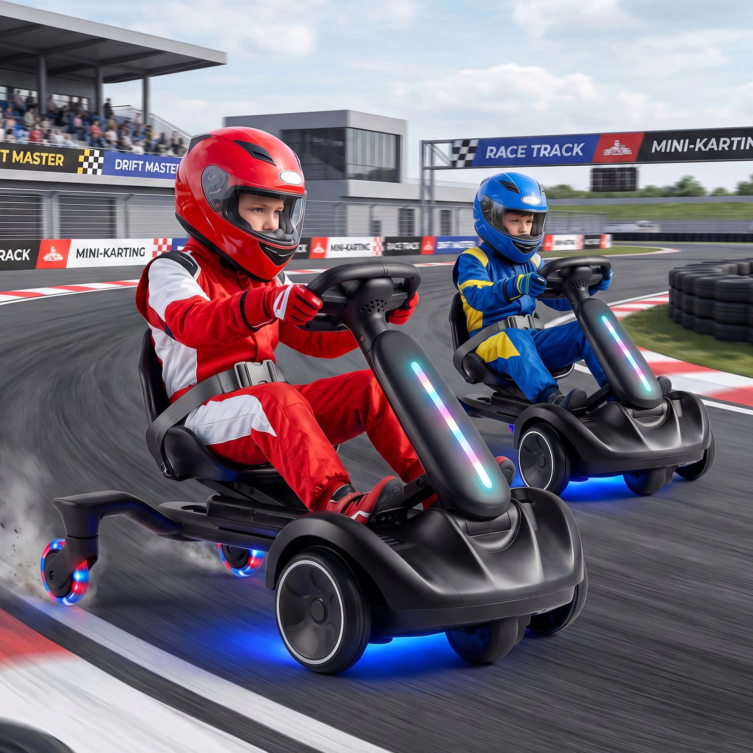 LJG Kids 6V Ride-on Drift Car with Lights and Adjustable Seat