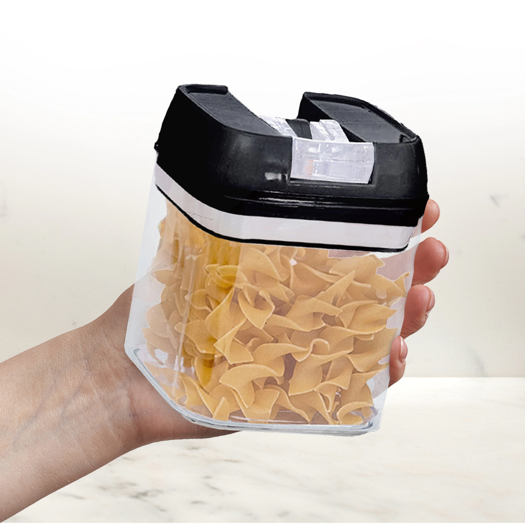 Cheer Collection Stackable Airtight Food Storage Containers with Labels, 12-Pack, Black