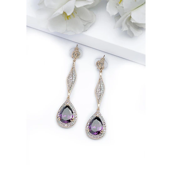 AGP PARIS Womens Gleaming Long Dangle Drop Earrings