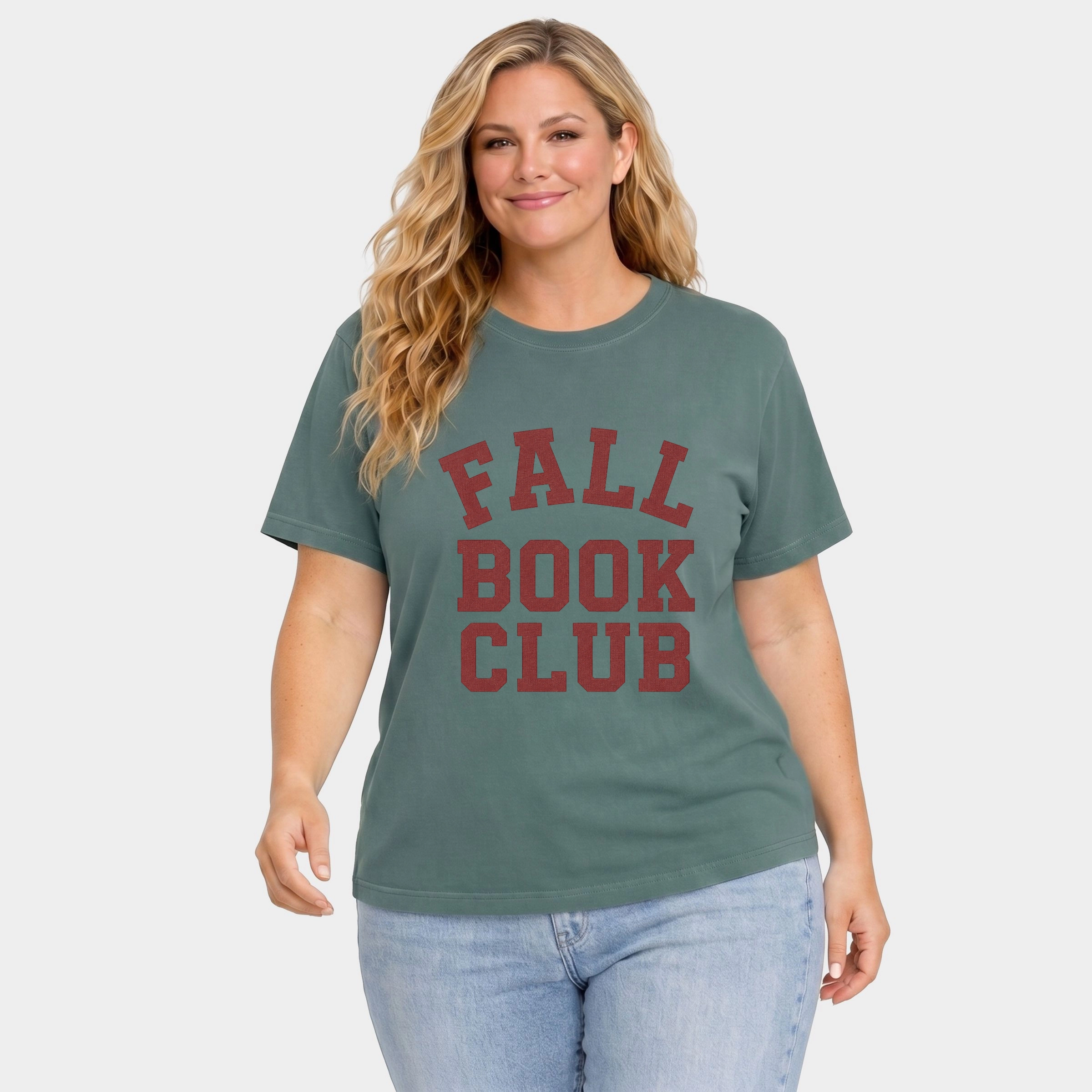 Simply Sage Market - Women's Plus Sized Garment Dyed Graphic T-Shirt Fall Book Club Varsity