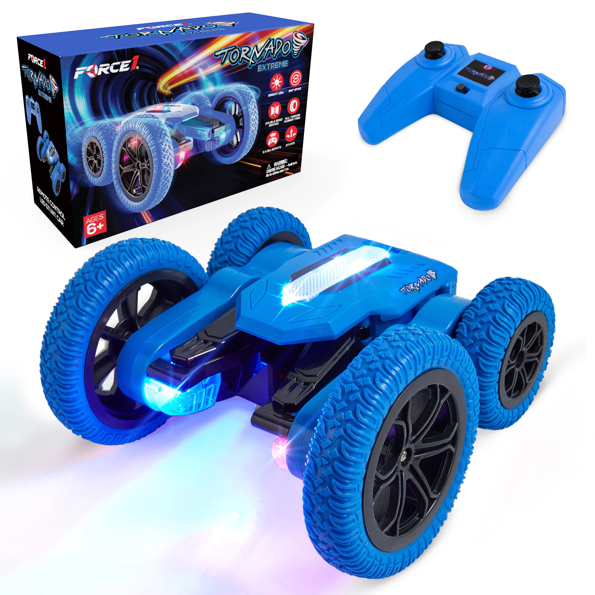 USA Toyz Blue Tornado Extreme RC Car off Road Rechargeable Toys Bright LEDs for Boys & Girls