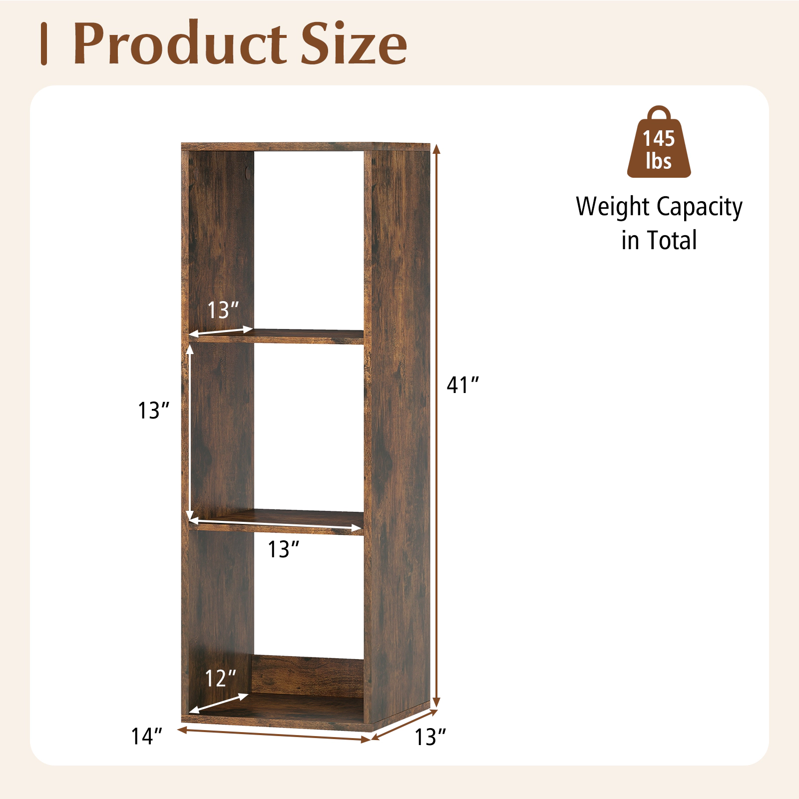 Costway 2PCS 3-Cube Bookshelf Modern Vertical Bookcase w/ Anti-tipping Kits Coffee