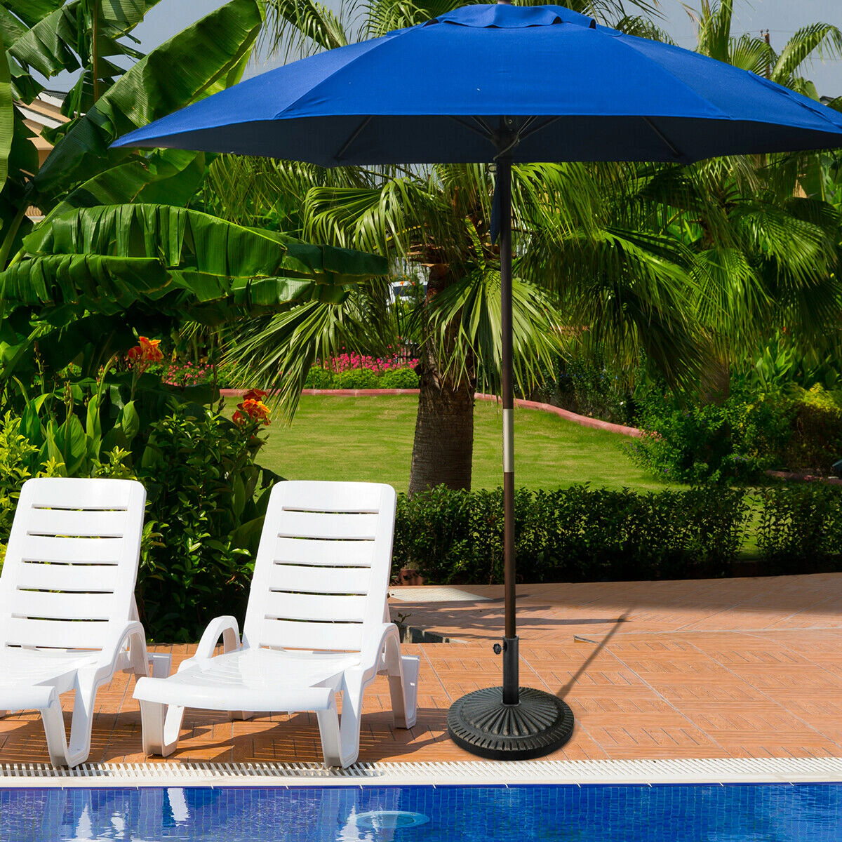 SUGIFT Bronze Heavy-Duty Resin and Iron 19.5-in Round Market Umbrella Base Stand