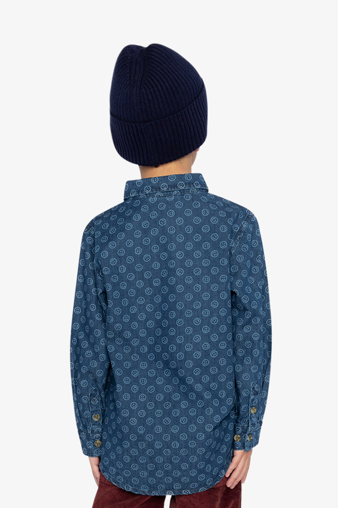 Deux par Deux Boys Smiley Print Chambray Shirt
