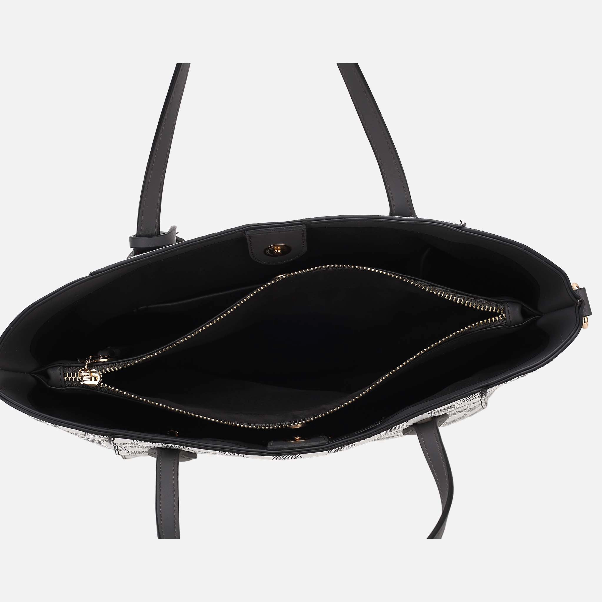 Mia K Collection Gianna Faux Leather Tote Handbag and Matching Wallet