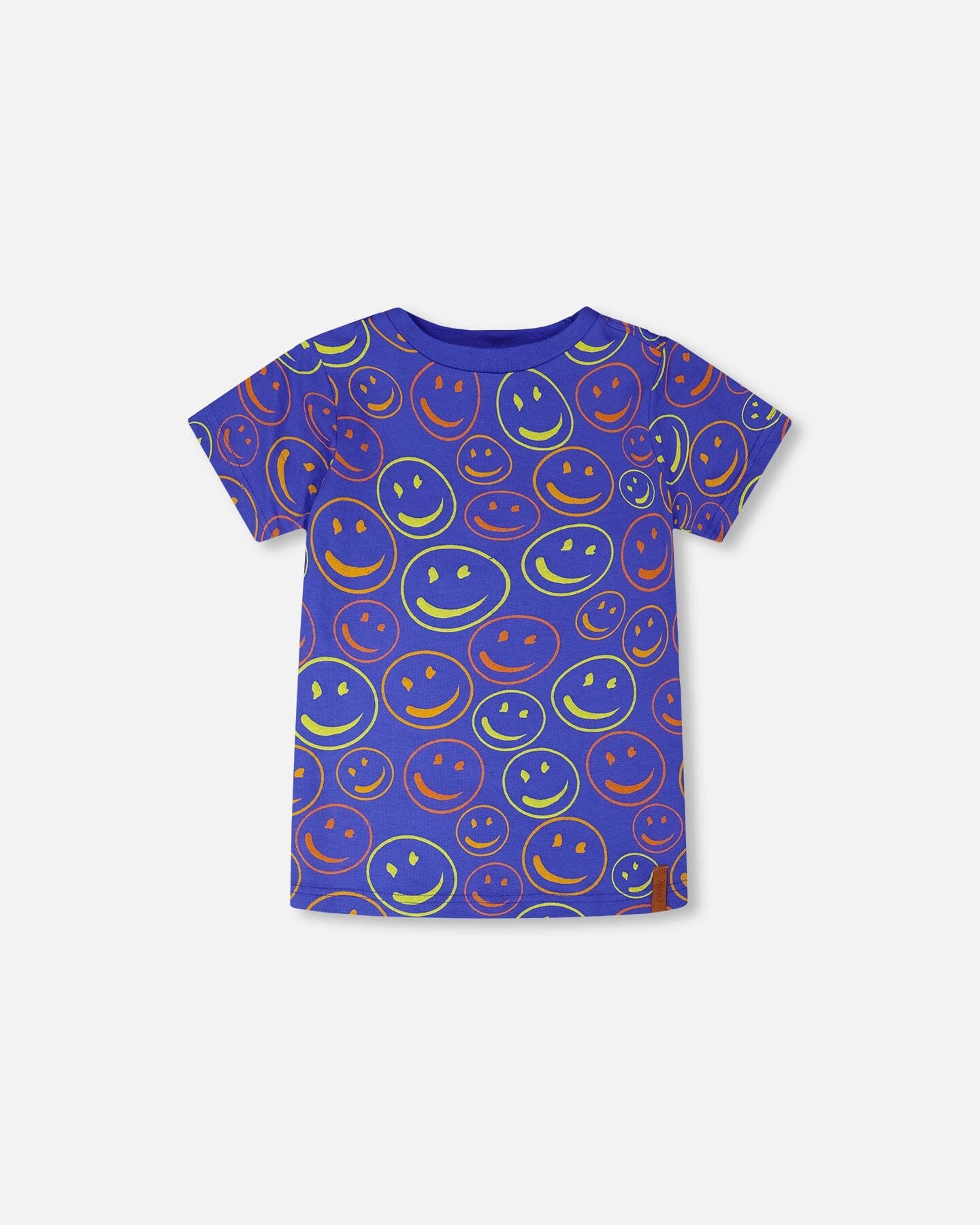 Deux par Boys Organic Cotton Jersey T-Shirt Smiley Print