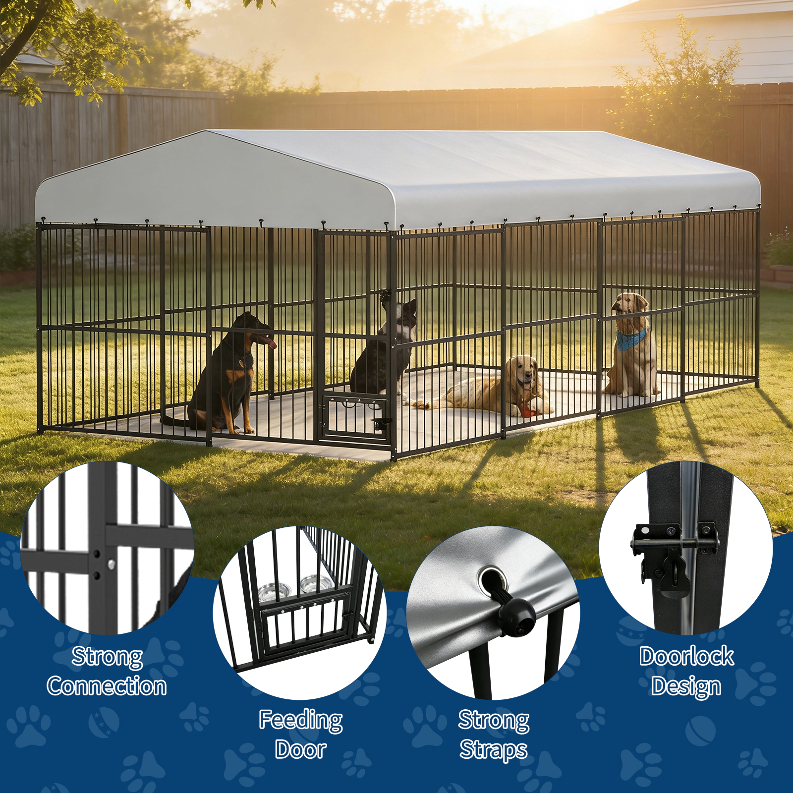 Heavy Duty Outdoor Dog Kennel for Large Dogs