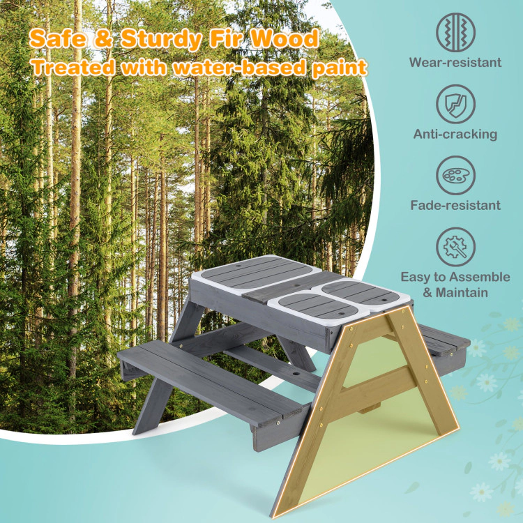Hivvago Kids Picnic Table Set With 3 Removable Bins