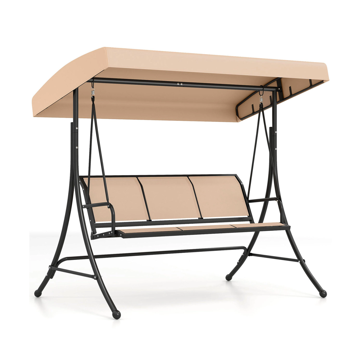 LJG 3-Seat Patio Swing Chair with Adjustable Canopy