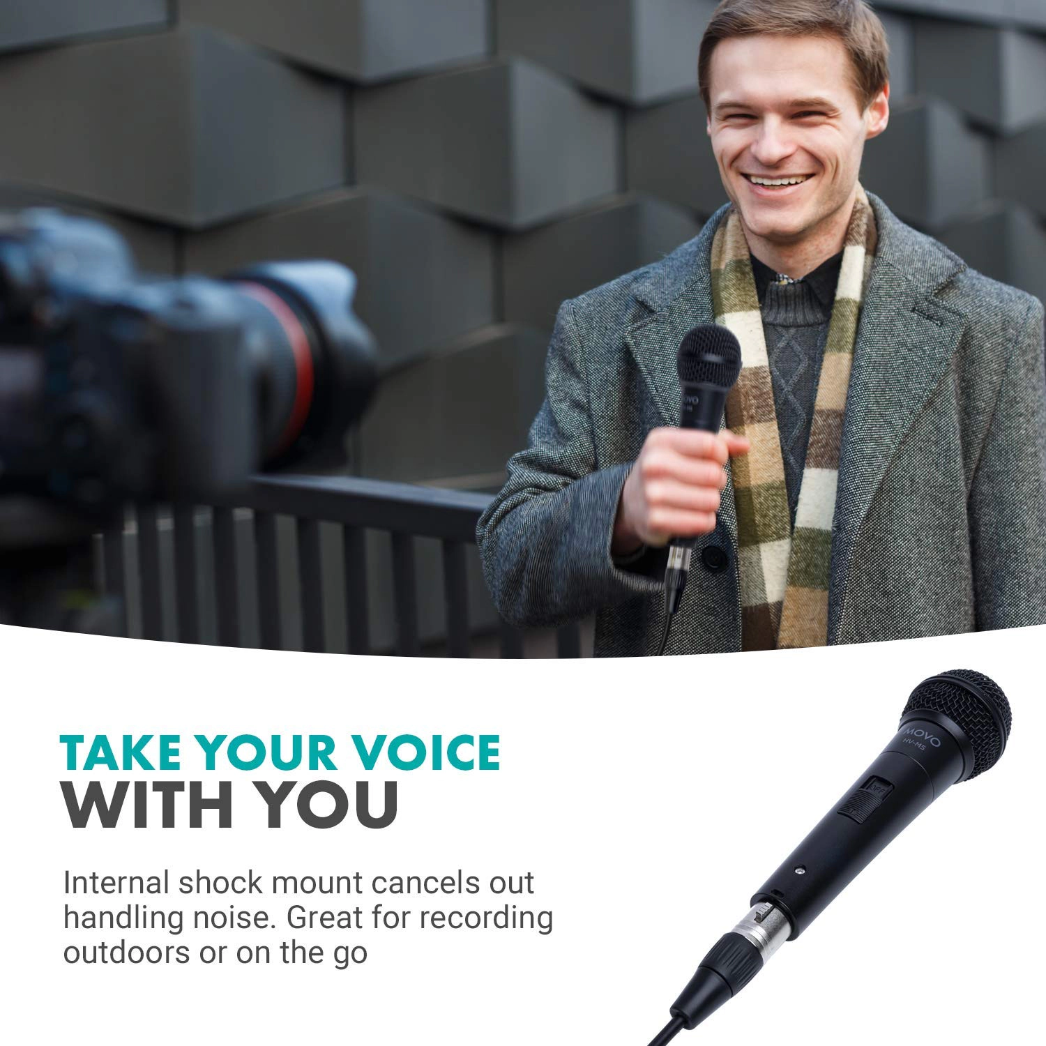 Movo HV-M5 Dynamic XLR Cardioid Vocal Microphone with Internal Shockmount and Windscreen