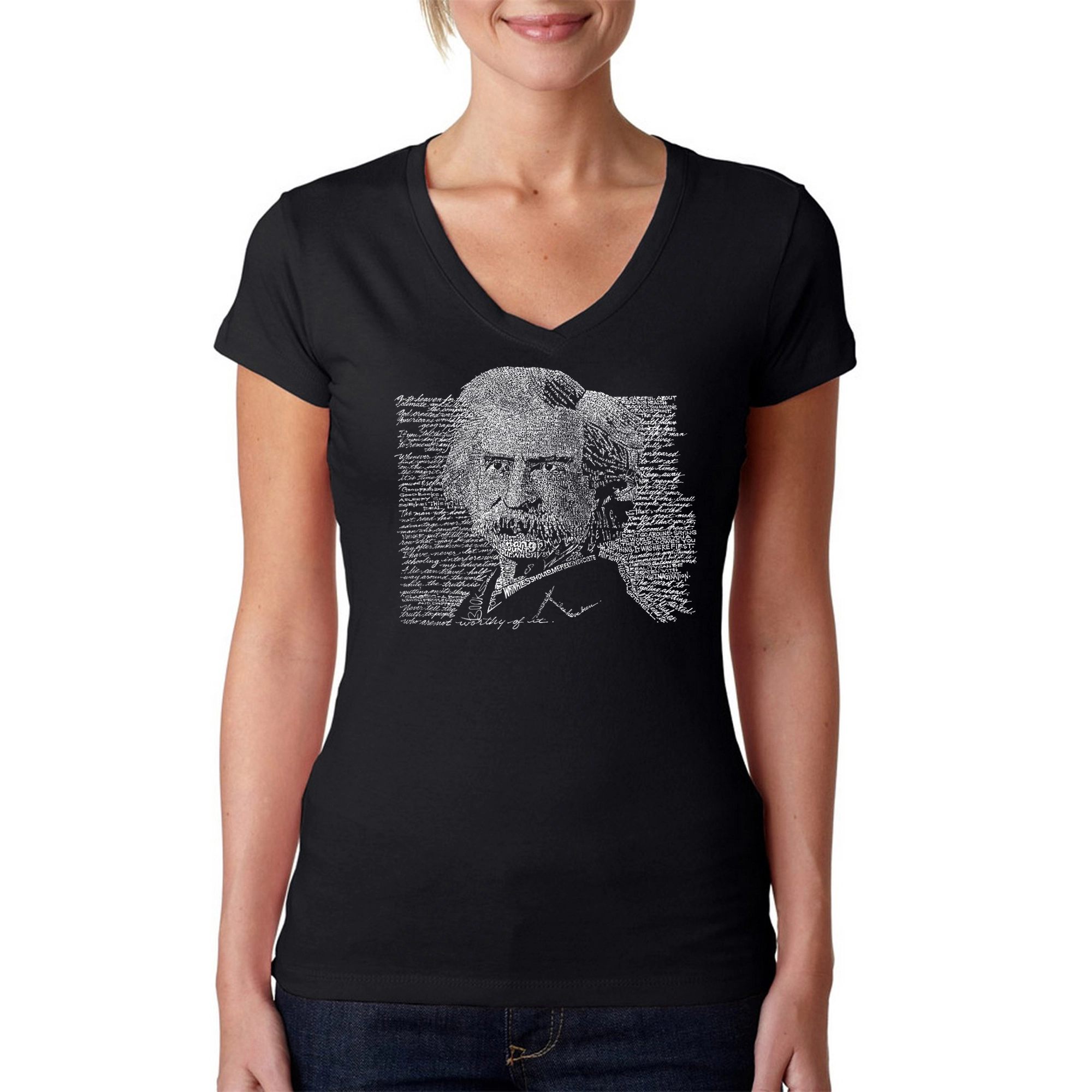 LA Pop Art Womens Word V-Neck T-Shirt - Mark Twain