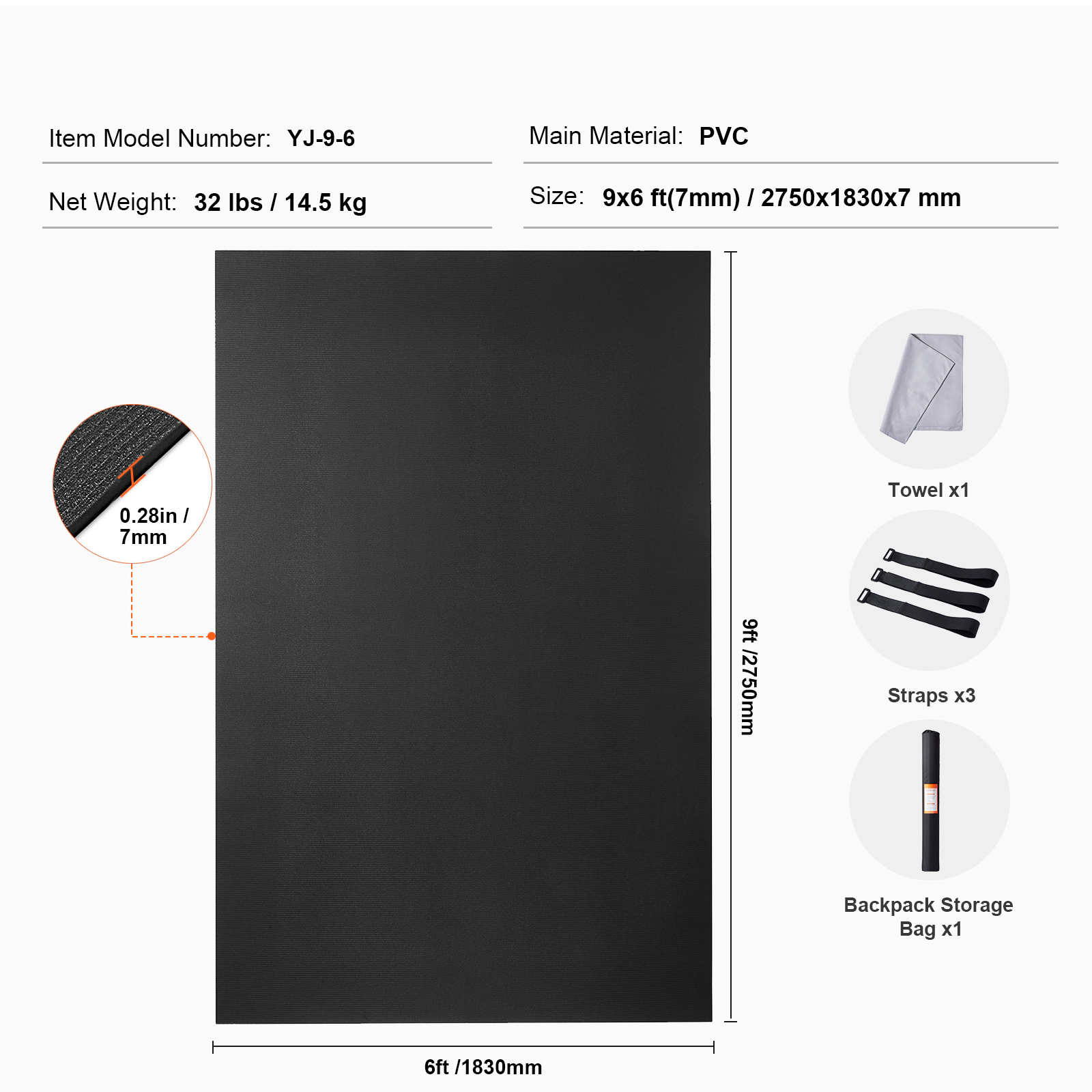 HONGGE Exercise Mat Non Slip High Density Premium Yoga Mat Exercise Yoga Mat for Men & Women Fitness & Exercise Mat