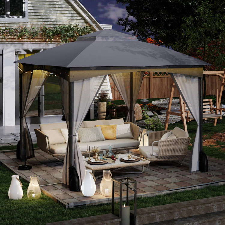 Hivvago 10 X FT Heavy-Duty Patio Gazebo with Netting Walls and 4 Sandbags