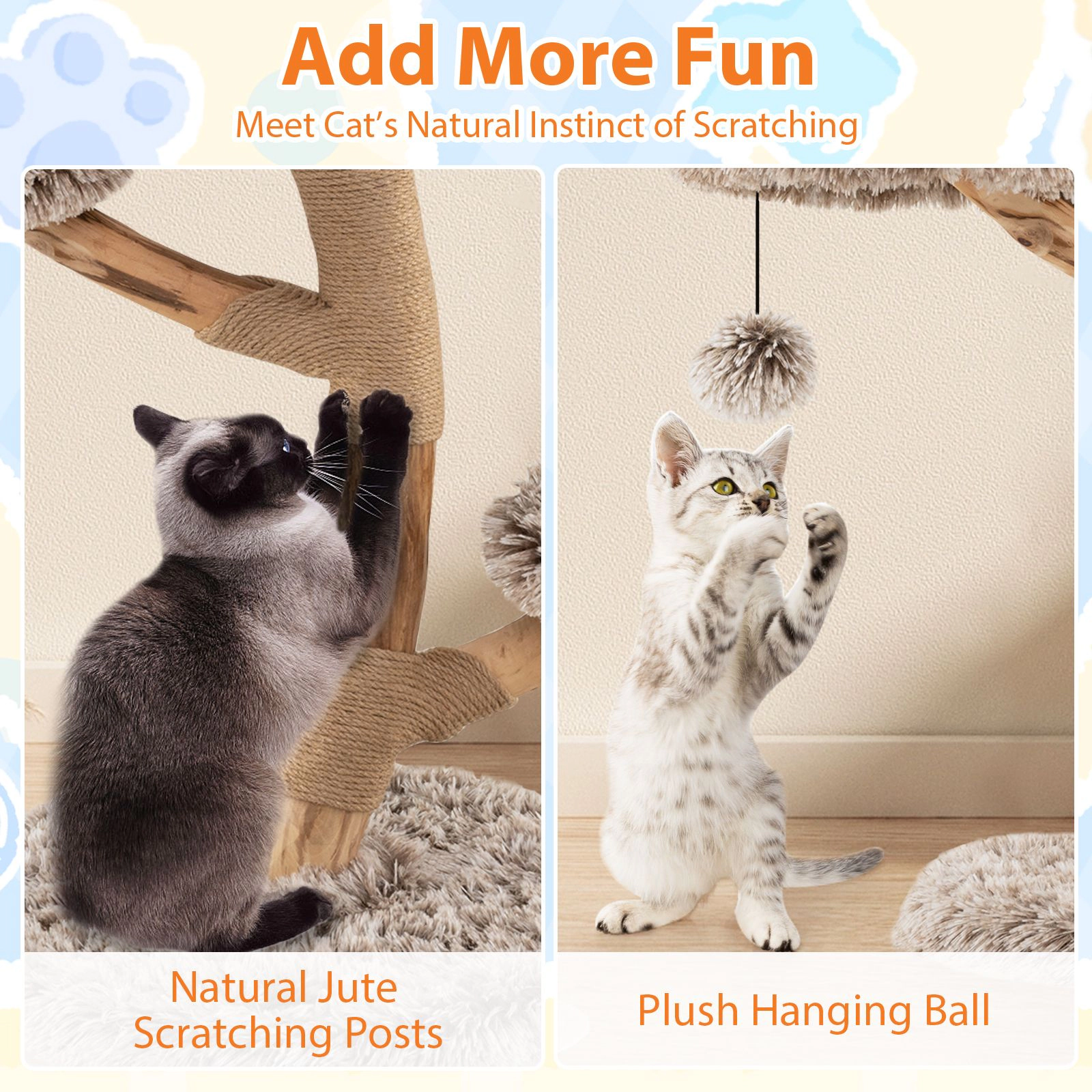 SlickBlue 4-Level Cat Tree with Condo, Perches and Jute Scratching Posts