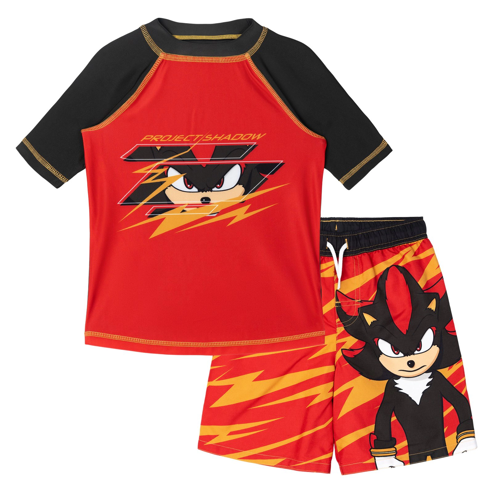 SEGA Sonic the Hedgehog Boys' 2-Piece Swimwear Rash Guard and Swim Trunks Set