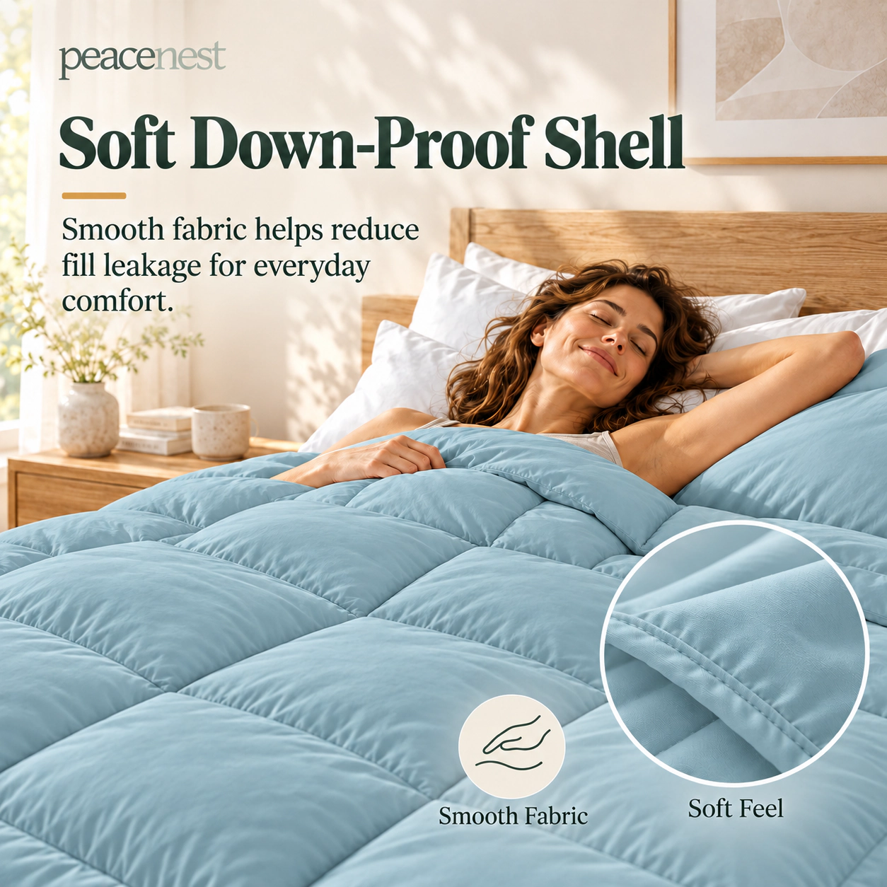 PEACENEST Goose Feather Fiber Comforter All Season Soft Duvet Insert