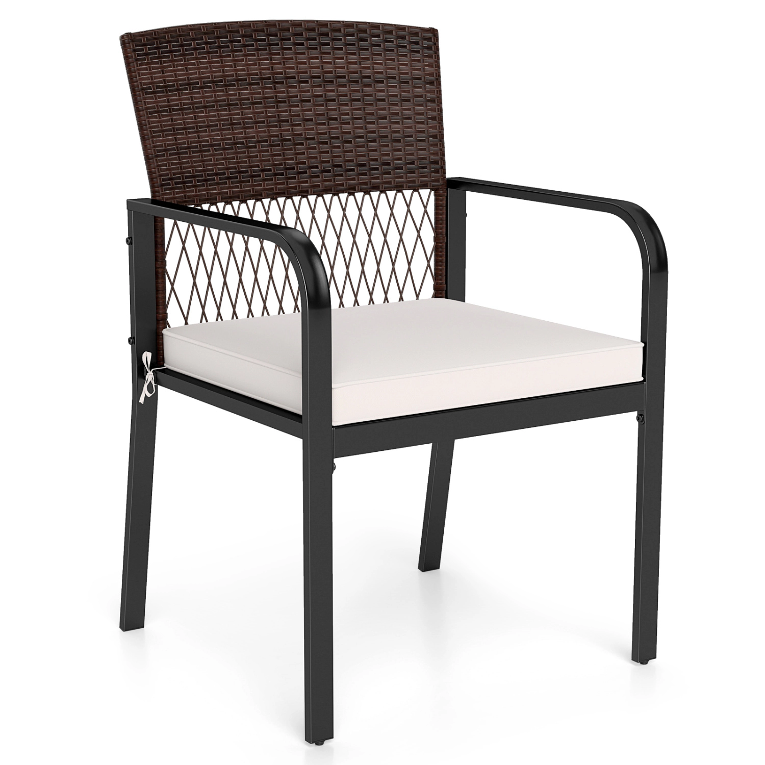 LJG Outdoor Dining Chairs Set of 4 with Padded Cushion and Adjustable Feet for Patio