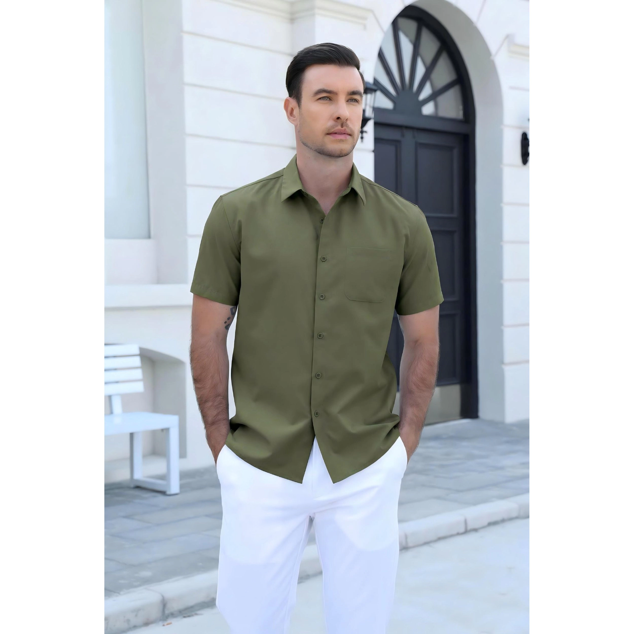 COOFANDY Men's Short Sleeve Button Down Shirt