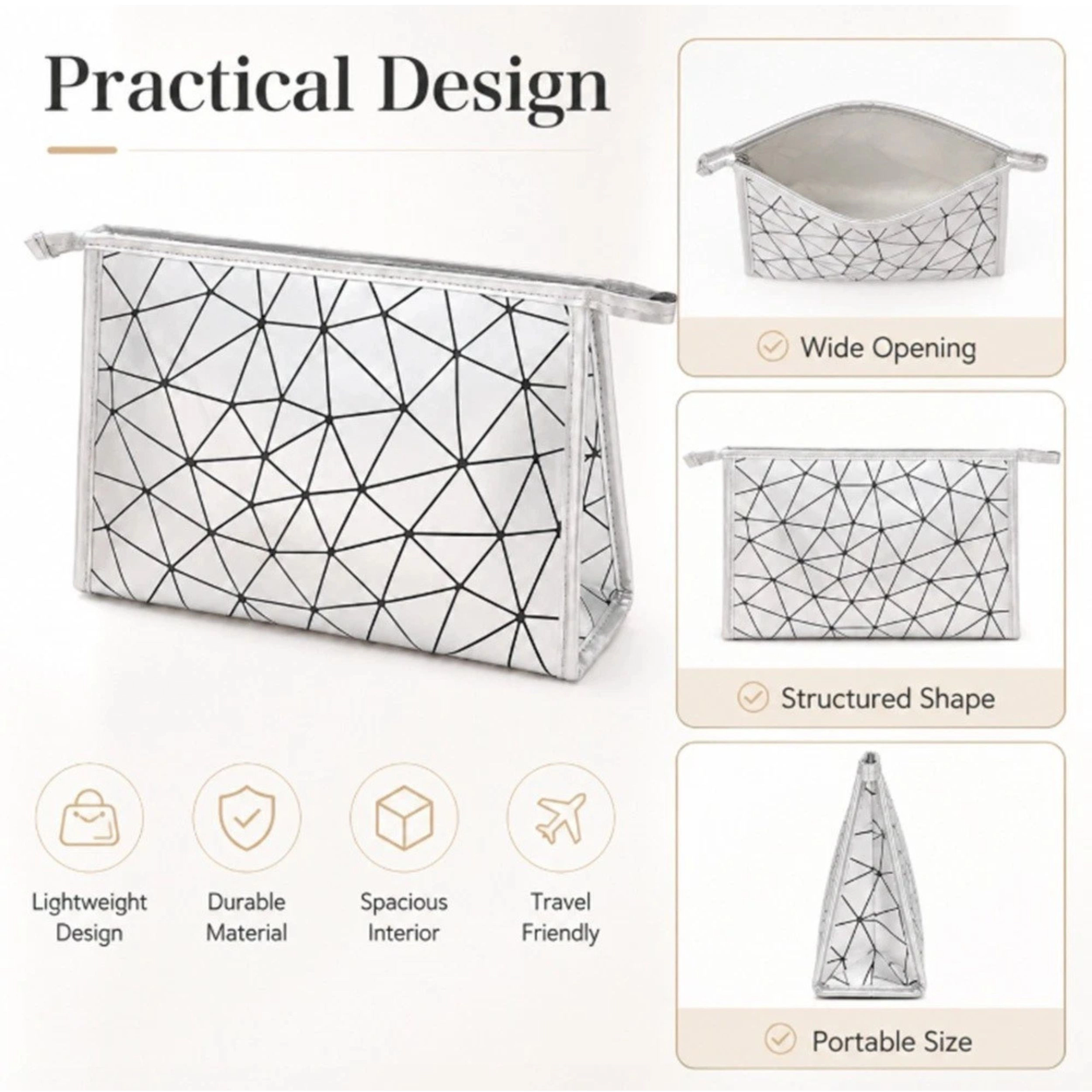 Home Collection PU Leather Makeup Bag Zipper Cosmetic Pouch Travel Organizer