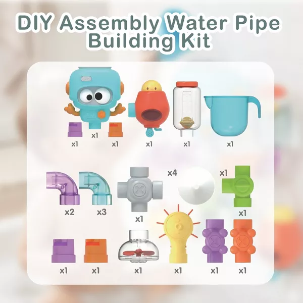 Sperric Build & Splash Baby & Toddler Bath Toys, Educational Water Set w/ Valves & Tubing STEM Building Baby Bath Toys