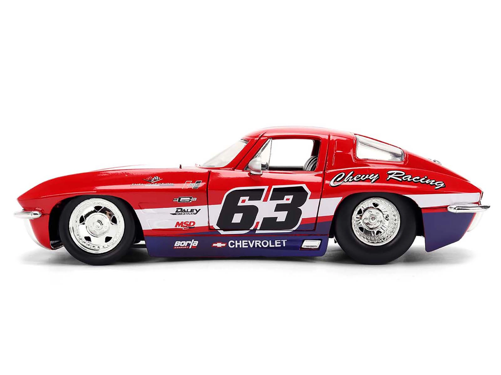 Jada 1963 Chevrolet Corvette Stingray #63 "Chevy Racing" Red with White and Blue Stripes "Bigtime Muscle"
