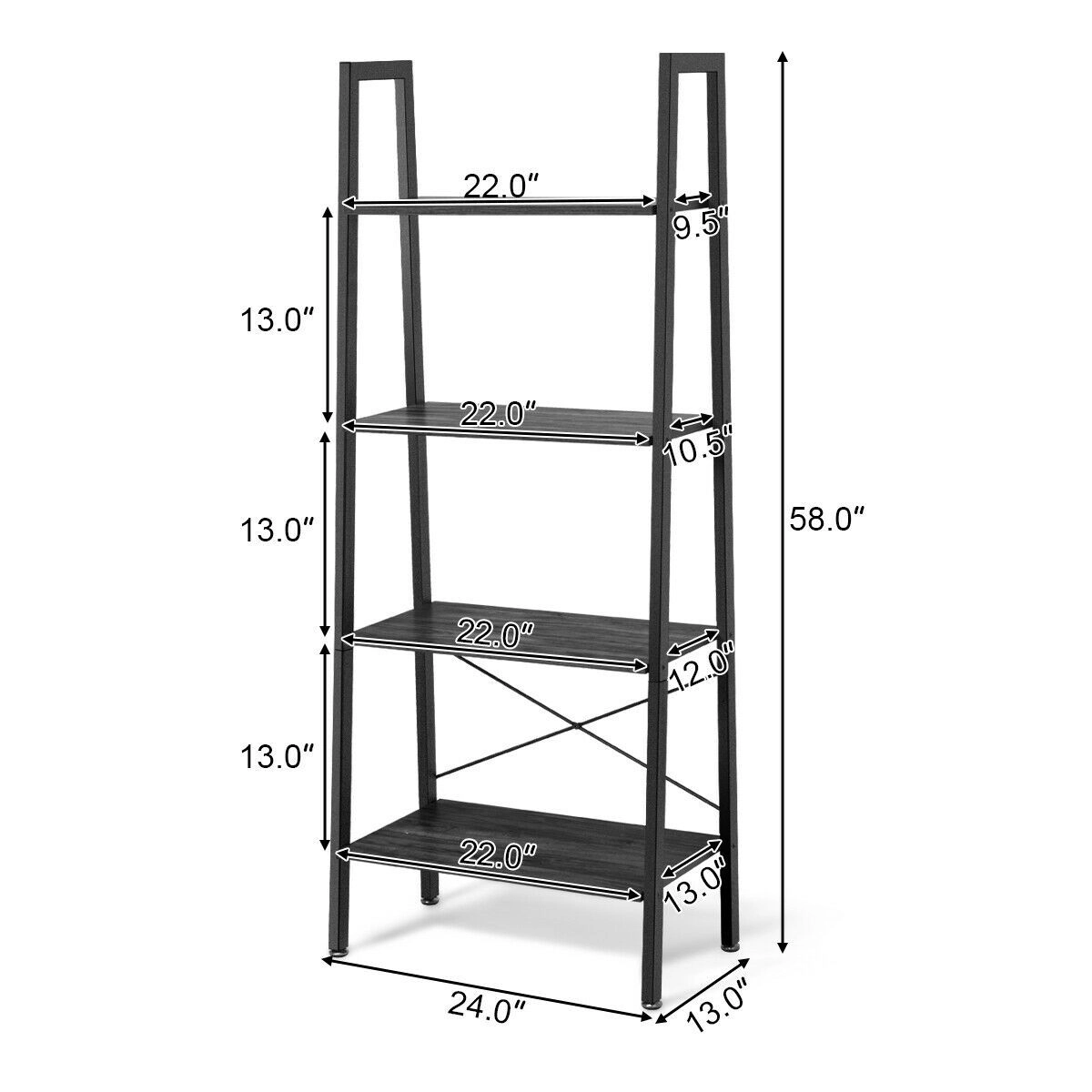SlickBlue Modern 4-Tier Storage Shelf with Metal Frame and Wood