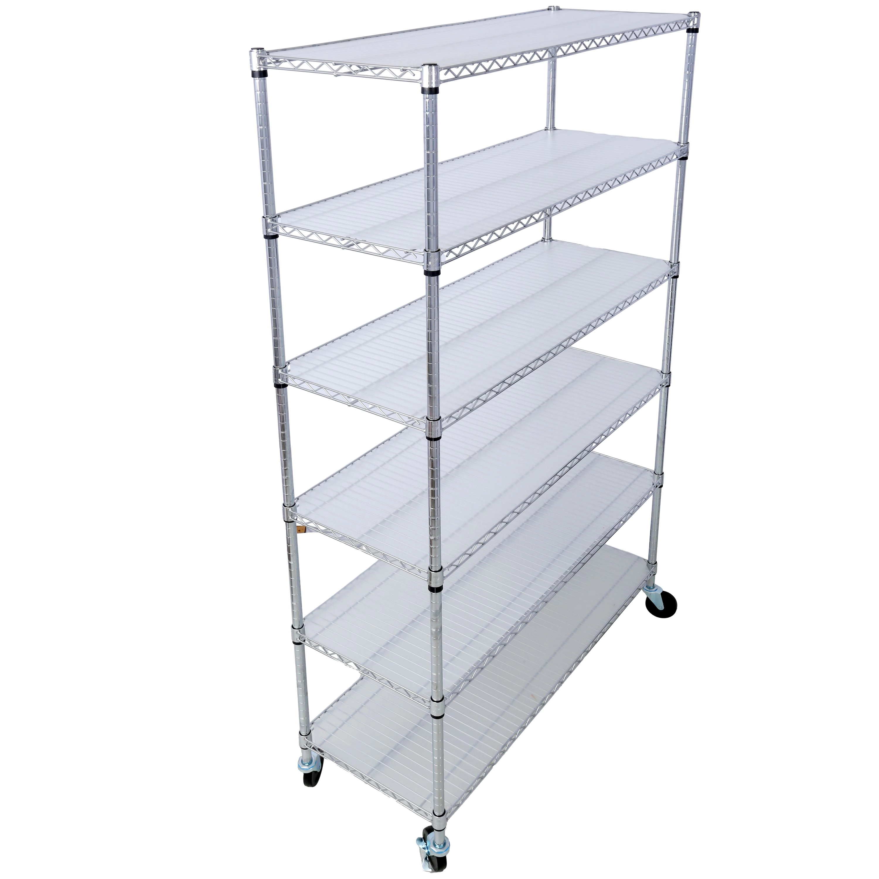 Flynama 6 Tier 84x48x20 in NSF 6000 LBS Heavy Duty Wire Storage Rack with Wheels and Shelf Liners Adjustable Chrome