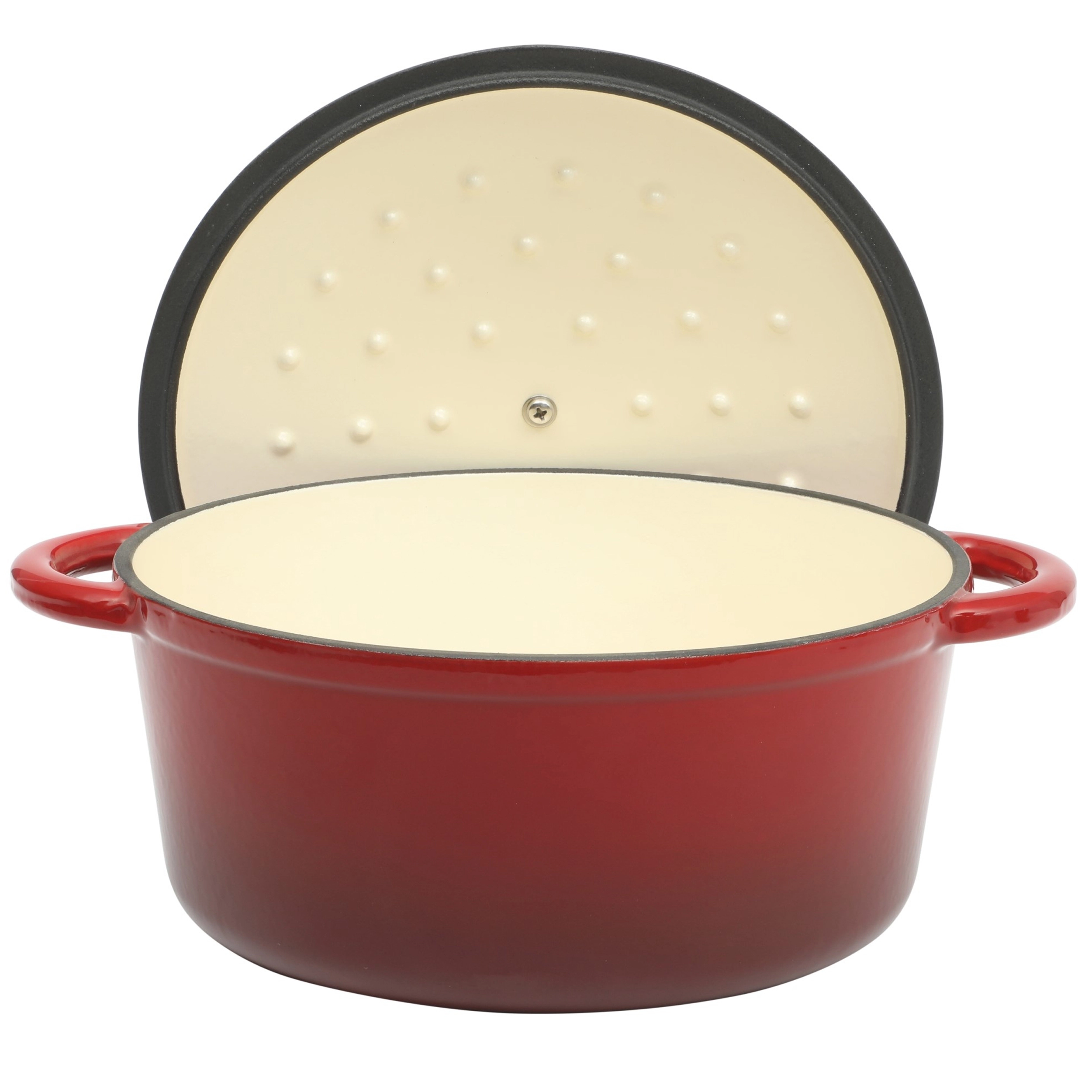 Gibson Home Addlestone Quart Enameled Cast Iron Dutch Oven with Lid in Red