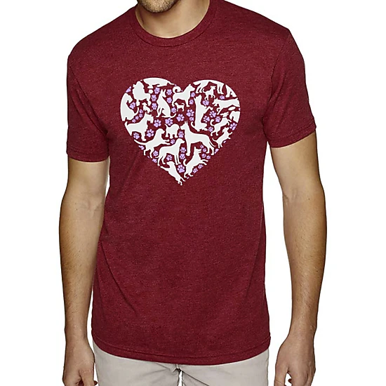 LA Pop Art Men's Cotton/Poly Blend Word Art T-Shirt - Dog Heart