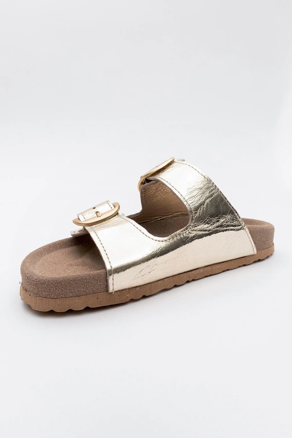 Forever & Always Womens Ovesta Soft Footbed Leather Slide Sandal