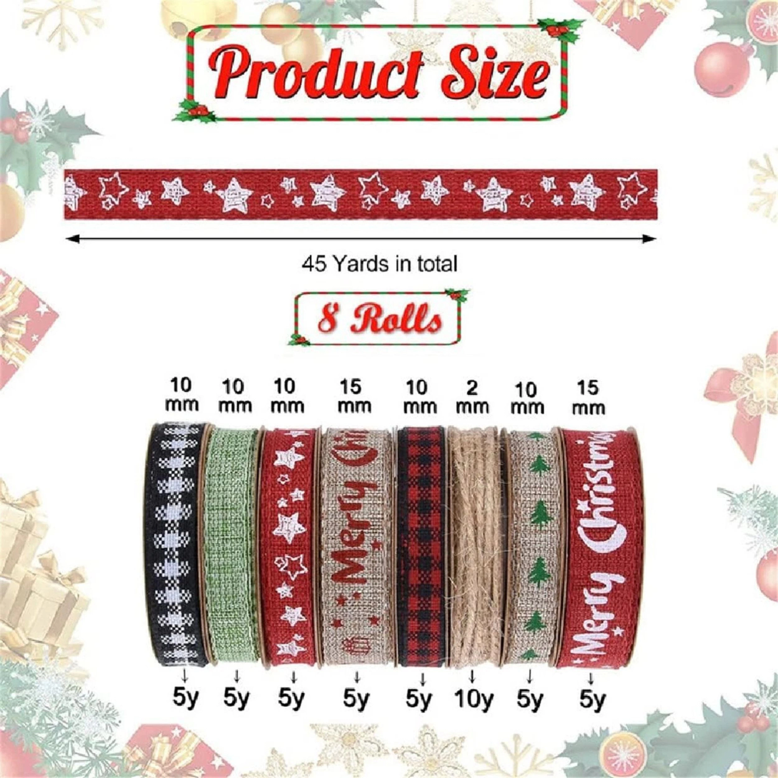 Home Collection 8 Roll Burlap Mesh Ribbon Set 45 Yard DIY Craft & Gift Wrap