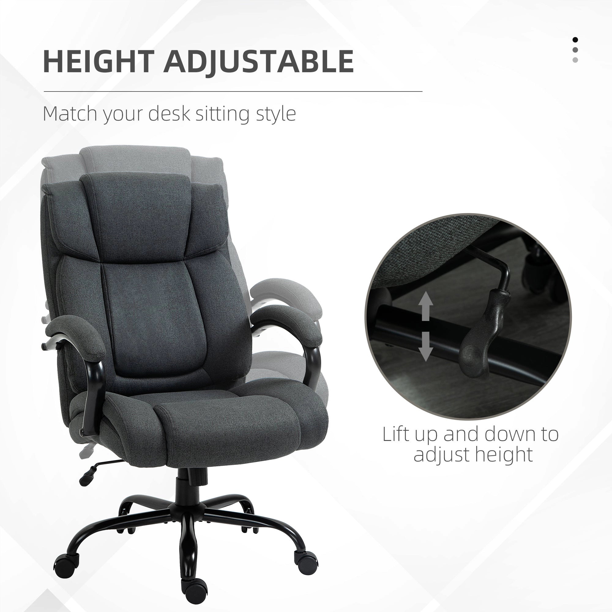 Platinum-Level Office Chairs Big and Tall Office Chair With Wide Seat And High Back, Durable, Adjustable Height, Swivel