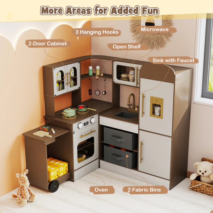 Hivvago Corner Kitchen with Lights and Sounds for Kids Ages 3+