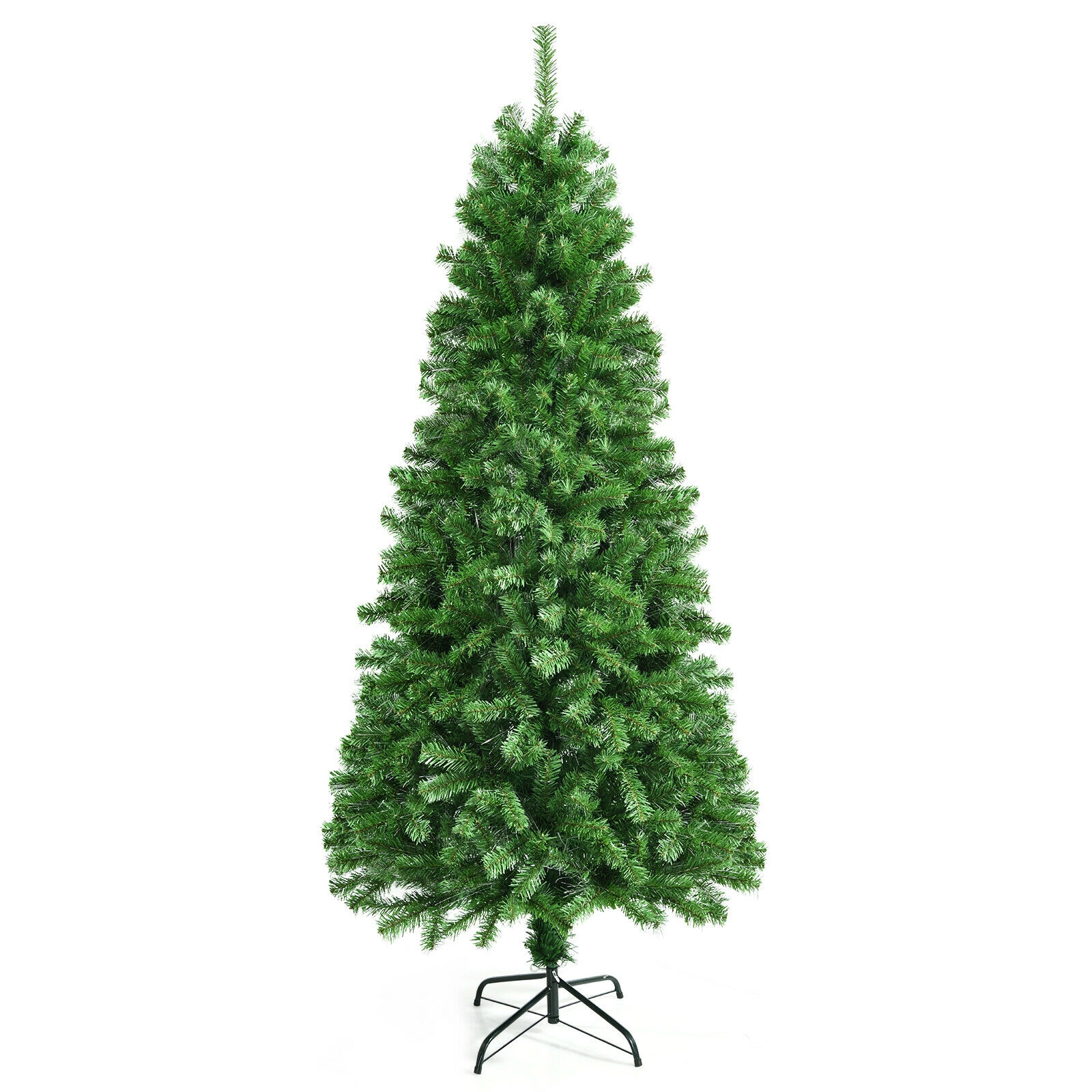 SUGIFT Pre-lit Multi-Colored Fiber Optic Spruce Artificial Christmas Tree 7-ft Tall 3-ft Wide 820 Tips Green